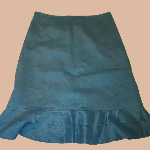 H&M Women's Ruffle Hem Pencil Skirt Size 10 Navy Blue - Picture 1 of 8